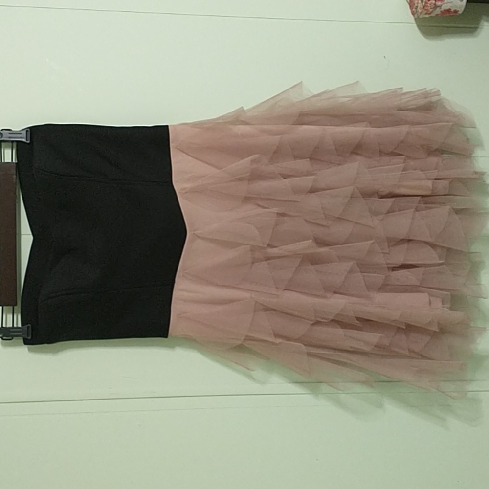 Black and Pink Strapless Dress